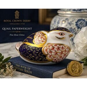 Royal Crown Derby Quail Paperweight Gold Imari England Signed
